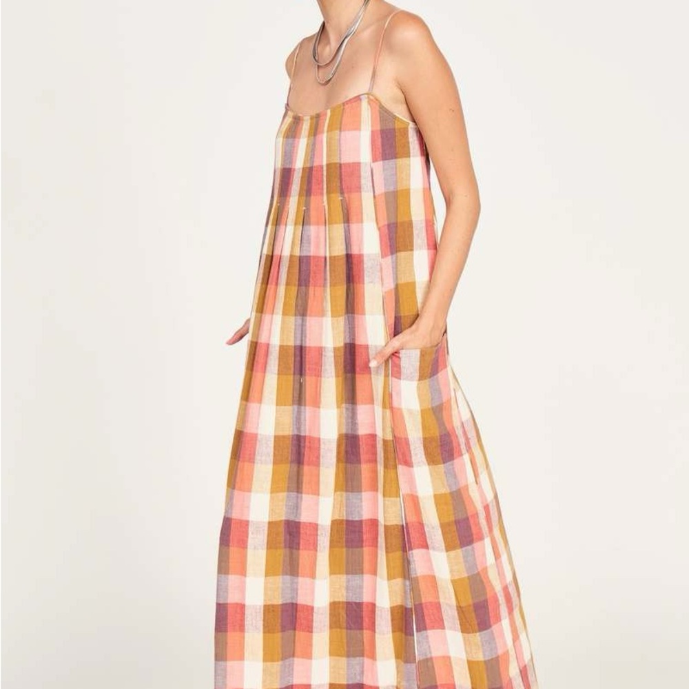 Mirth Plaid Dress in Sunset